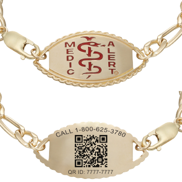 QR Code Figaro Elite Medical ID Bracelet 14k Gold